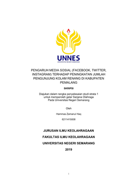 Pengaruh Media Sosial (Facebook, Twitter, Instagram) Terhadap Peningkatan Jumlah Pengunjung Kolam Renang Di Kabupaten Pemalang