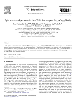 Spin Waves and Phonons in the CMR Ferromagnet La0.70Ca0.30Mno3 J.A