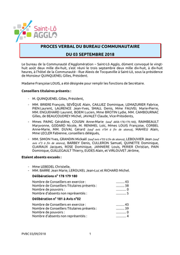 Proces Verbal Du Bureau Communautaire Du 03