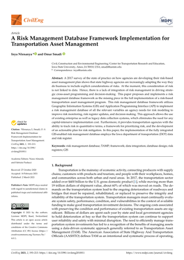 A Risk Management Database Framework Implementation for Transportation Asset Management