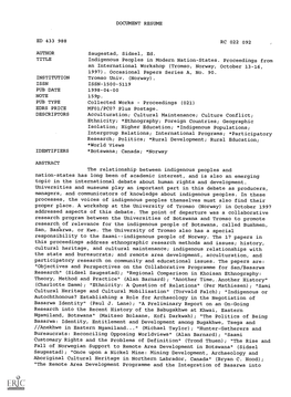 DOCUMENT RESUME RC 022 092 Indigenous Peoples In