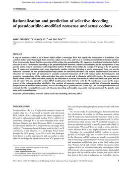Rationalization and Prediction of Selective Decoding of Pseudouridine-Modified Nonsense and Sense Codons