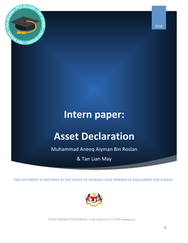 Asset Declaration Muhammad Aneeq Aiyman Bin Roslan & Tan Lian May