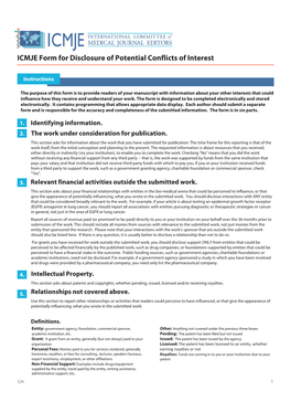 ICMJE Form for Disclosure of Potential Conflicts of Interest