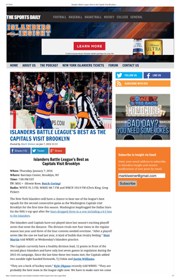 Islanders Battle League's Best As the Capitals Visit Brooklyn