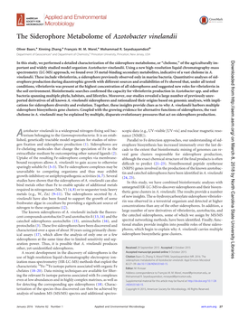 The Siderophore Metabolome of Azotobacter Vinelandii