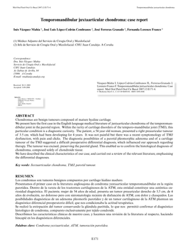 Temporomandibular Juxtaarticular Chondroma: Case Report