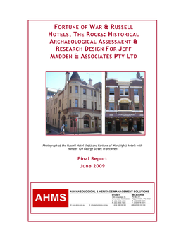 Historical Archaeological Assessment & Research Design for Jeff Madden & Associates Pty Ltd