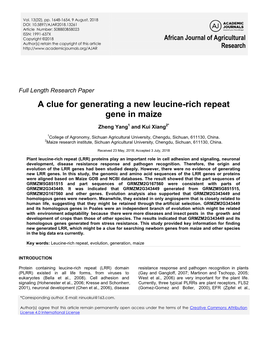 A Clue for Generating a New Leucine-Rich Repeat Gene in Maize