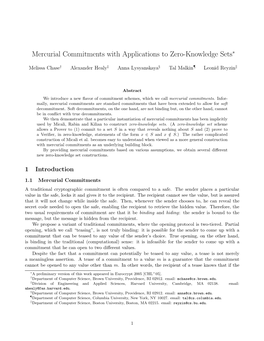 Mercurial Commitments with Applications to Zero-Knowledge Sets∗