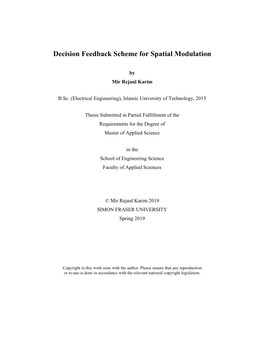 Decision Feedback Scheme for Spatial Modulation