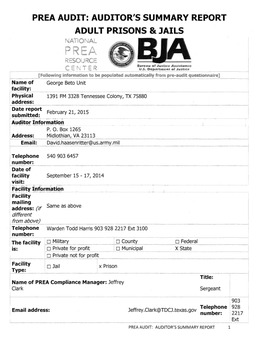 PREA Audit Report Beto Unit September 17, 2014, 09-17-2014