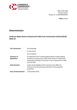 Cardrona Alpine Resort Limited and Treble Cone Investments Limited [2019] NZCC 24