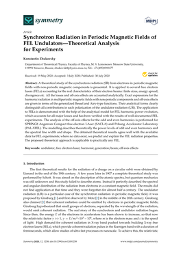 Synchrotron Radiation in Periodic Magnetic Fields of FEL Undulators—Theoretical Analysis for Experiments