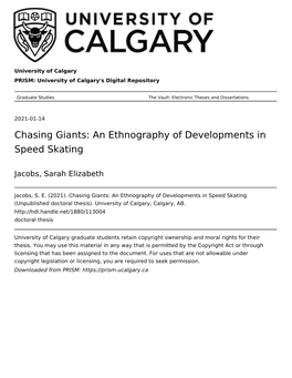 Chasing Giants: an Ethnography of Developments in Speed Skating