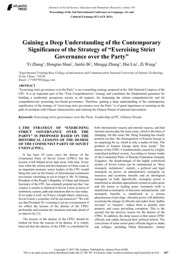 Exercising Strict Governance Over the Party” Yi Zhang1, Hongtao Shan1, Junfei Bi1, Mengqi Zhang1, Hui Liu1, Zi Wang1