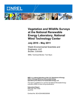Vegetation and Wildlife Surveys at the National Renewable