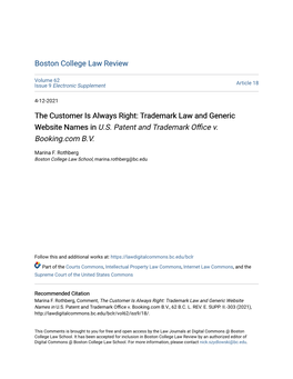 Trademark Law and Generic Website Names in US Patent And