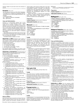 Uses and Administration Adverse Effects Profile Profile Profile Uses