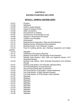 Chapter 6.3 Building Standards and Codes Article I. Permits