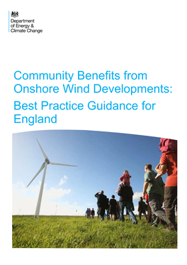 Community Benefits from Onshore Wind Developments: Best Practice Guidance for England