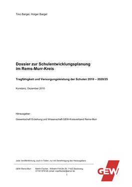 Dossier Zur Schulentwicklungsplanung Im Rems-Murr-Kreis