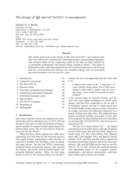 The Design of TEX and METAFONT: a Retrospective