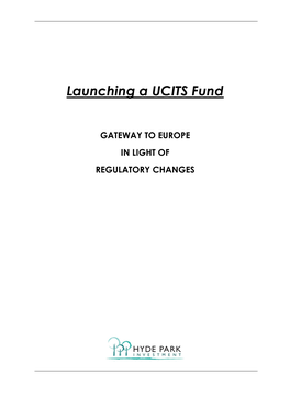 Launching a UCITS Fund