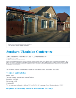 Southern Ukrainian Conference (SUC/UUC) Headquarters Photo Courtesy of Southern Ukrainian Conference