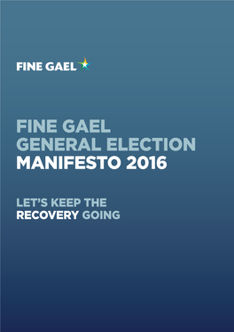 Fine Gael General Election Manifesto 2016