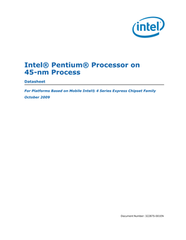 Intel® Pentium® Processor on 45-Nm Process