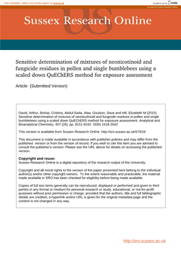 Sensitive Determination of Mixtures of Neonicotinoid And