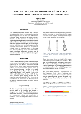 Phrasing Practices in Norwegian Slã¥Tte Music