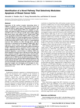 Identification of a Novel Pathway That Selectively Modulates Apoptosis of Breast Cancer Cells