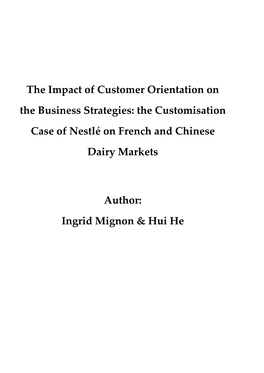 The Customisation Case of Nestlé on French and Chinese Dairy Markets