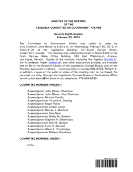 Committee on Government Affairs-February 25, 2015