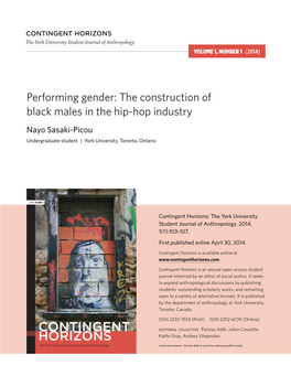 The Construction of Black Males in the Hip-Hop Industry Nayo Sasaki-Picou Undergraduate Student | York University, Toronto, Ontario