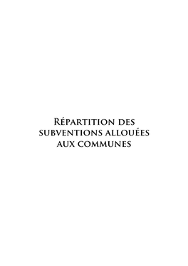 Répartition Des Subventions Allouées Aux Communes