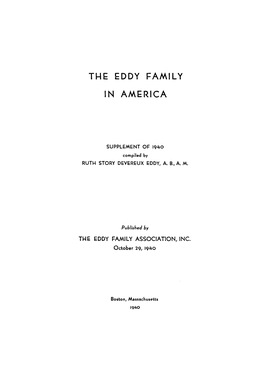 The Eddy Family in America