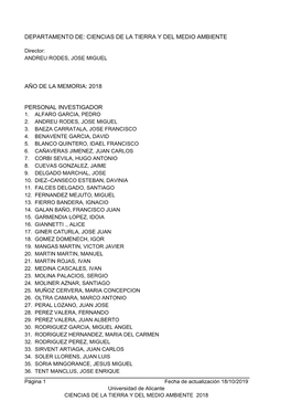 Departamento De: Ciencias De La Tierra Y Del Medio Ambiente