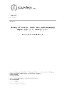 Unlocking The" Black Box": Internal Female Genitalia in Sepsidae