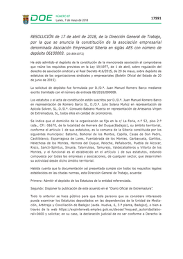 RESOLUCIÓN De 17 De Abril De 2018, De La Dirección General De