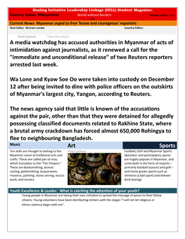 A Media Watchdog Has Accused Authorities in Myanmar of Acts Of