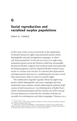 Social Reproduction and Racialized Surplus Populations Sara R