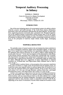 Temporal Auditory Processing in Infancy