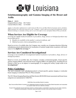 Scintimammography and Gamma Imaging of the Breast and Axilla