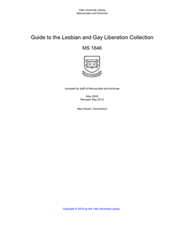 Guide to the Lesbian and Gay Liberation Collection