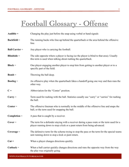 Football Glossary - Offense 1