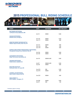 2015Professional Bull Riding Schedule