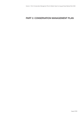 Part 2 Conservation Management Plan for Bobbin Head, Ku-Ring-Gai Chase National Park 2006
